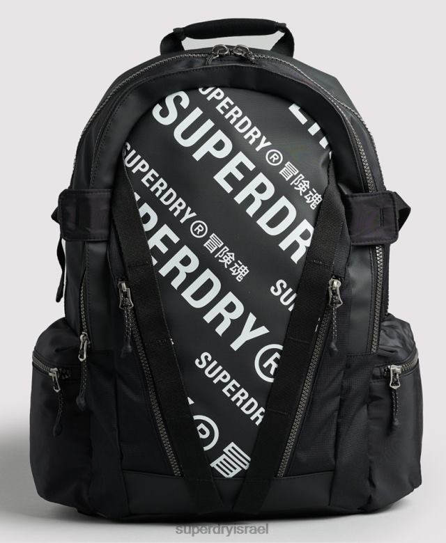 il Superdry גברים תיק גב גרפי ברזנט הרים שָׁחוֹר 4LX2Z1633 אביזרים