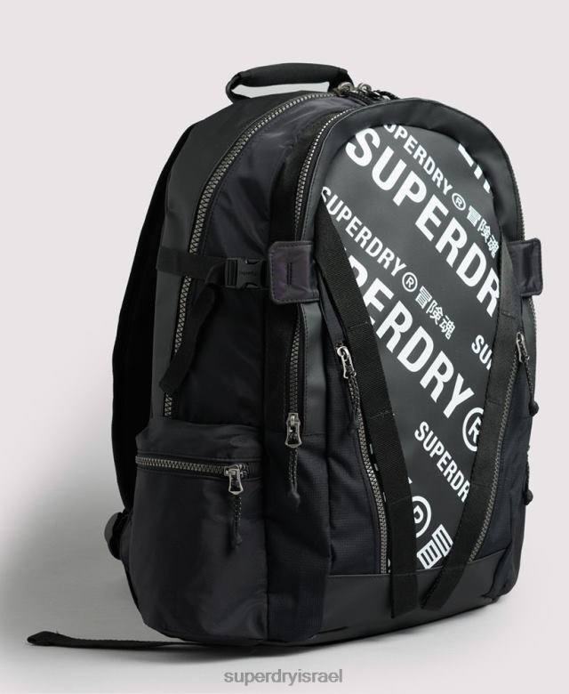 il Superdry גברים תיק גב גרפי ברזנט הרים שָׁחוֹר 4LX2Z1633 אביזרים