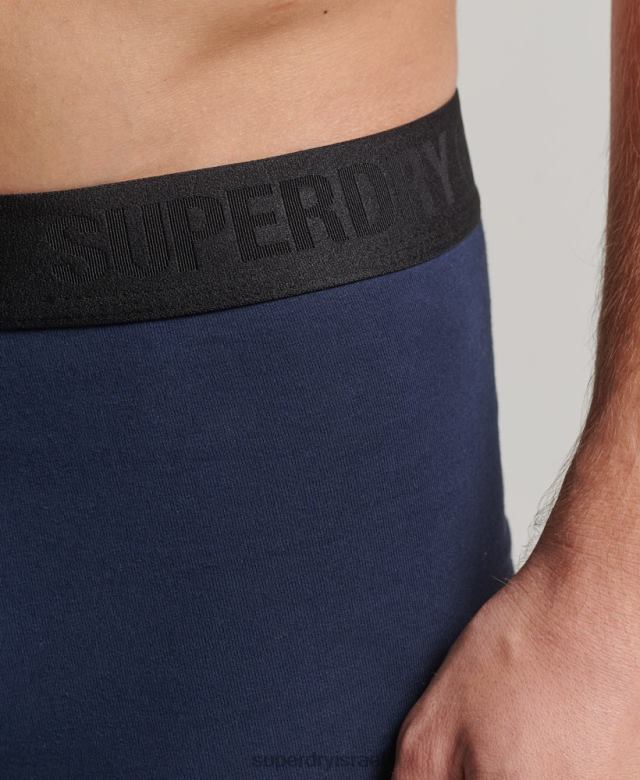 il Superdry גברים מארז כפול אופסט כותנה אורגנית בוקסר שָׁחוֹר 4LX2Z1637 הַלבָּשָׁה