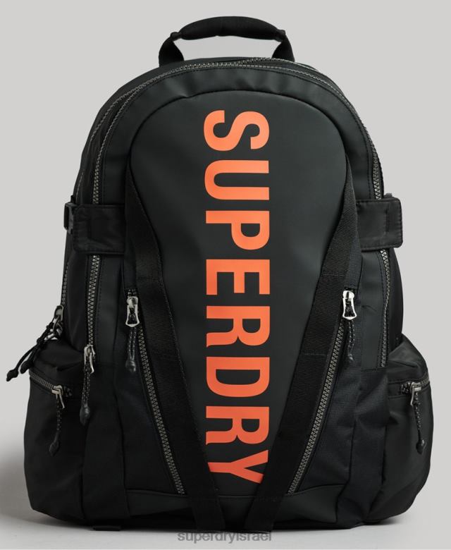 il Superdry גברים תיק גב גרפי ברזנט הרים שָׁחוֹר 4LX2Z1639 אביזרים