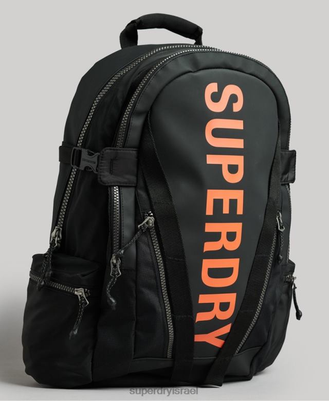 il Superdry גברים תיק גב גרפי ברזנט הרים שָׁחוֹר 4LX2Z1639 אביזרים