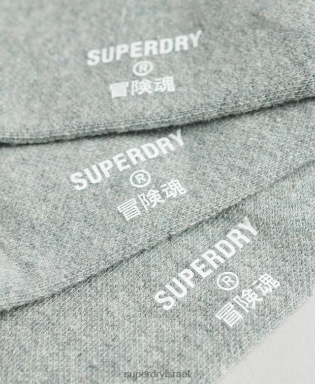 il Superdry גברים מארז גרבי מאמן כותנה אורגנית אפור 4LX2Z1659 אביזרים