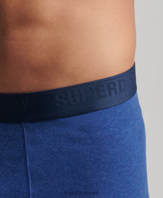 il Superdry גברים אריזה כפולה של בוקסר מכותנה אורגנית כְּחוֹל 4LX2Z1666 הַלבָּשָׁה