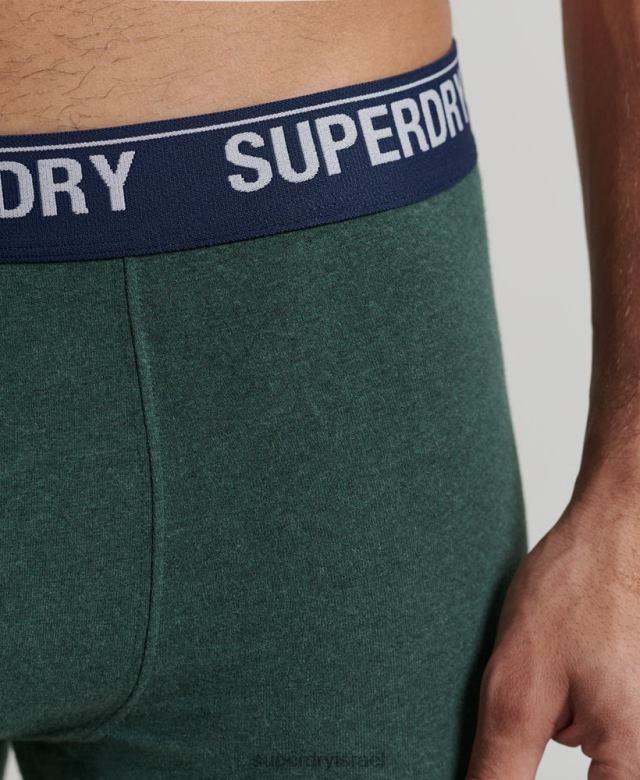 il Superdry גברים מארז משולש בוקסר מכותנה אורגנית ירוק 4LX2Z1667 הַלבָּשָׁה