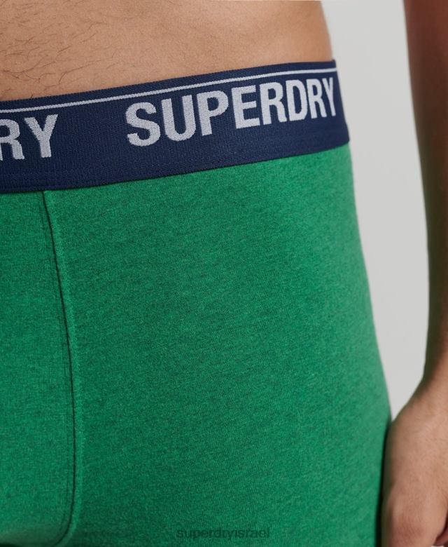 il Superdry גברים מארז משולש בוקסר מכותנה אורגנית ירוק 4LX2Z1667 הַלבָּשָׁה