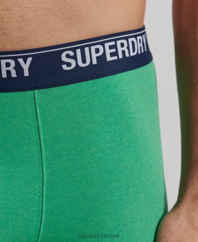 il Superdry גברים מארז משולש בוקסר מכותנה אורגנית ירוק 4LX2Z1667 הַלבָּשָׁה