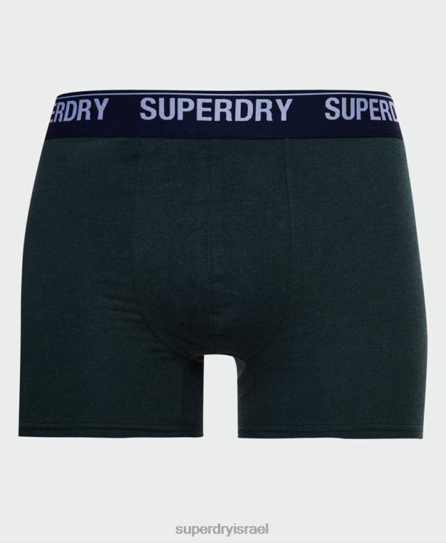 il Superdry גברים מארז משולש בוקסר מכותנה אורגנית ירוק 4LX2Z1667 הַלבָּשָׁה