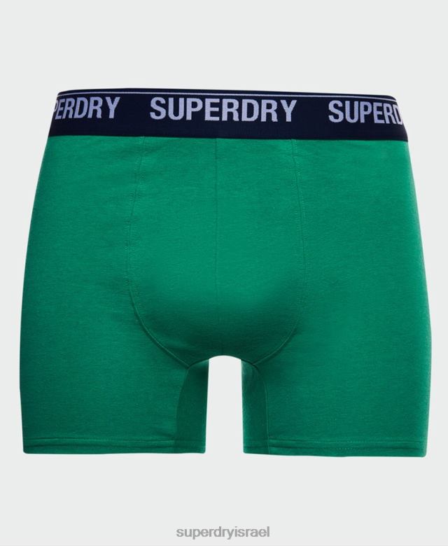 il Superdry גברים מארז משולש בוקסר מכותנה אורגנית ירוק 4LX2Z1667 הַלבָּשָׁה