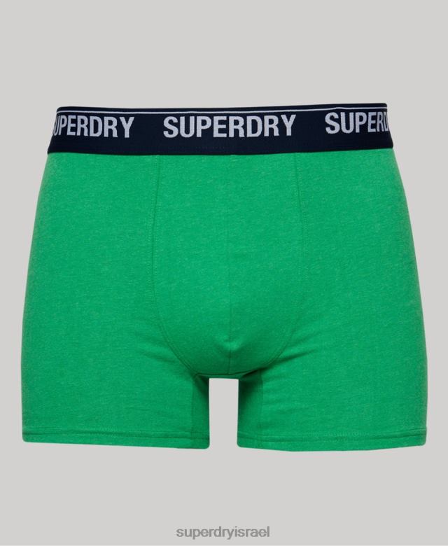 il Superdry גברים אריזה כפולה של בוקסר מכותנה אורגנית ירוק 4LX2Z1706 הַלבָּשָׁה