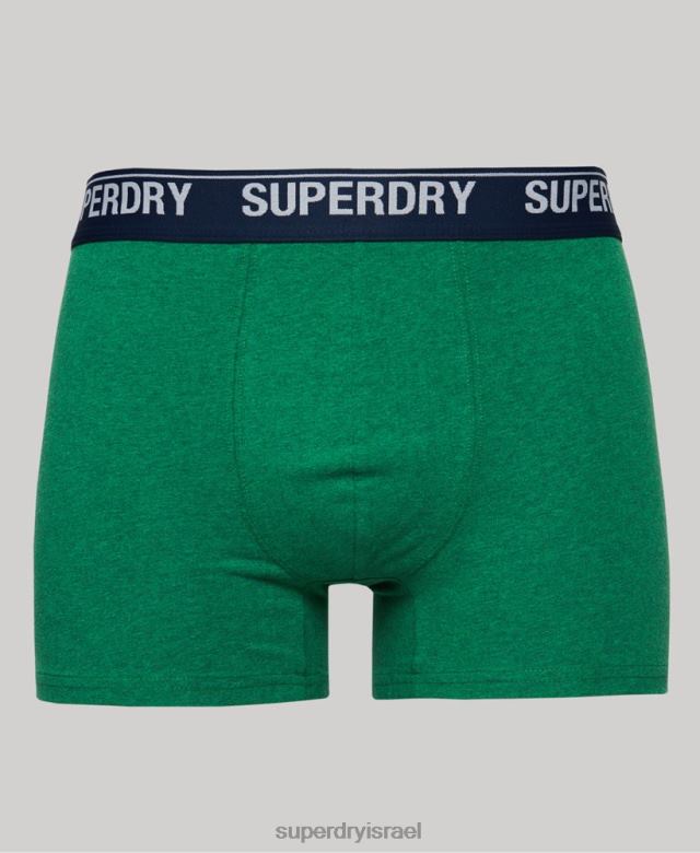 il Superdry גברים אריזה כפולה של בוקסר מכותנה אורגנית ירוק 4LX2Z1706 הַלבָּשָׁה