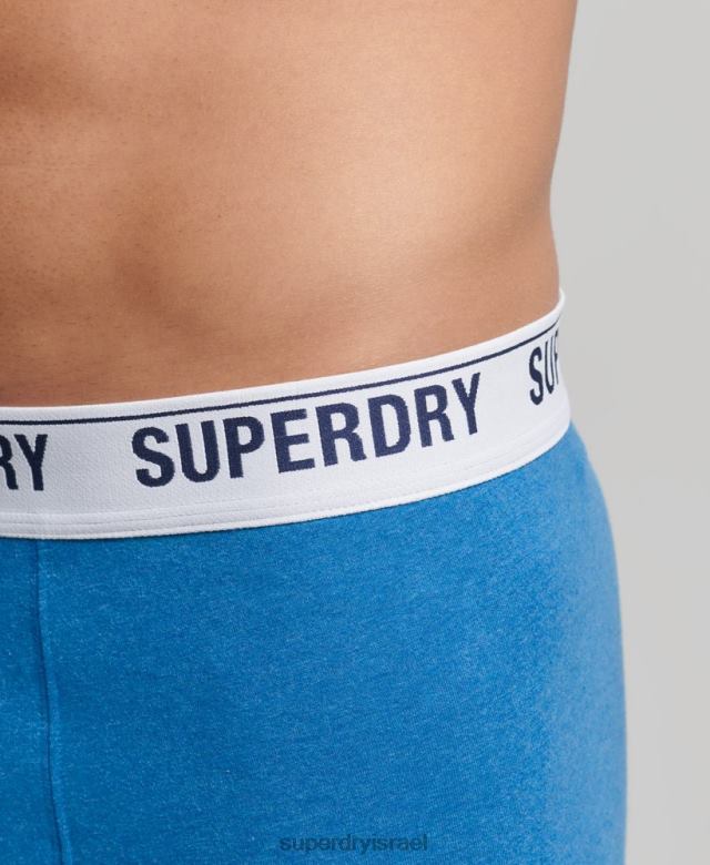 il Superdry גברים אריזה כפולה של בוקסר מכותנה אורגנית כְּחוֹל 4LX2Z1736 הַלבָּשָׁה