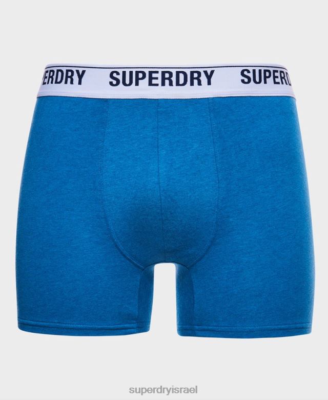 il Superdry גברים אריזה כפולה של בוקסר מכותנה אורגנית כְּחוֹל 4LX2Z1736 הַלבָּשָׁה