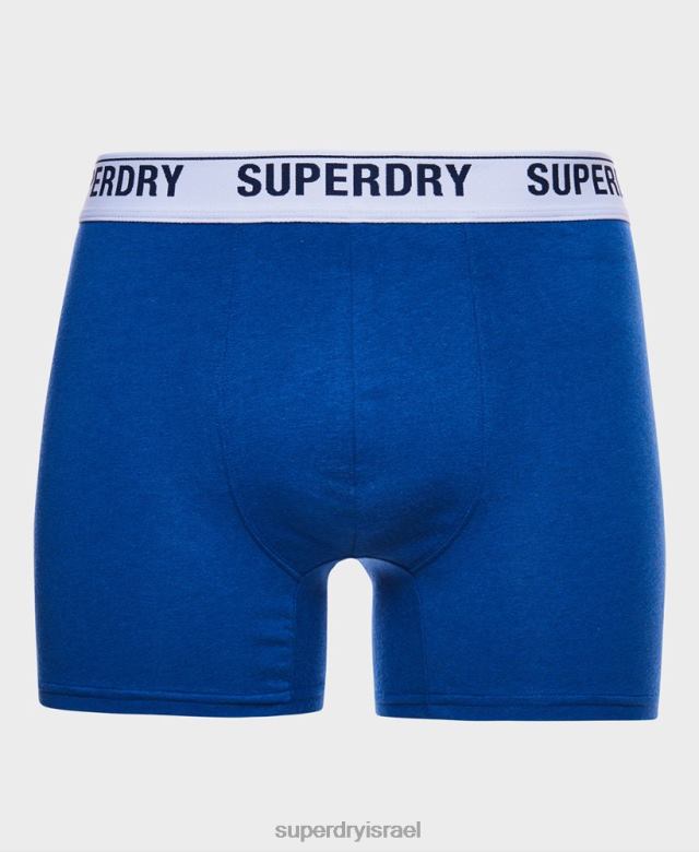 il Superdry גברים אריזה כפולה של בוקסר מכותנה אורגנית כְּחוֹל 4LX2Z1736 הַלבָּשָׁה