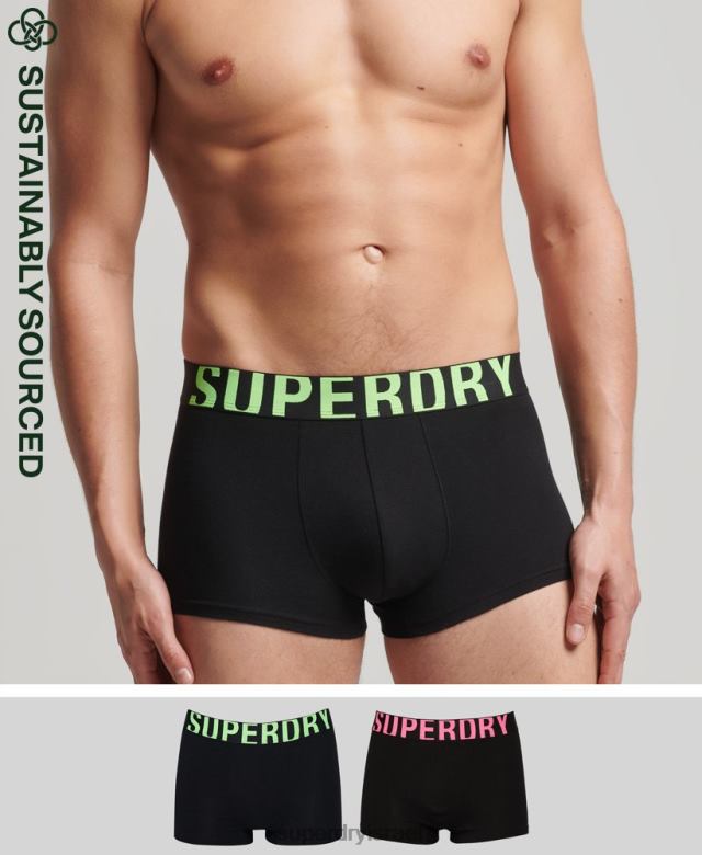 il Superdry גברים אריזה כפולה לתא מטען מכותנה אורגנית שָׁחוֹר 4LX2Z1742 הַלבָּשָׁה