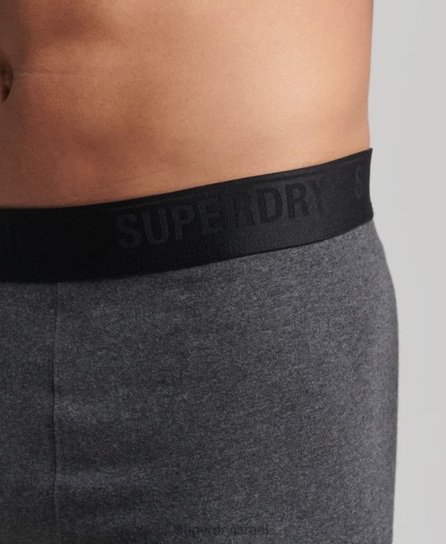 il Superdry גברים מארז משולש בוקסר מכותנה אורגנית אפור 4LX2Z1744 הַלבָּשָׁה