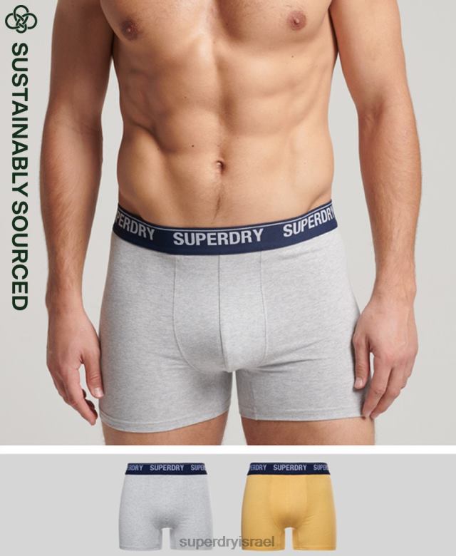 il Superdry גברים אריזה כפולה של בוקסר מכותנה אורגנית צהוב 4LX2Z1749 הַלבָּשָׁה