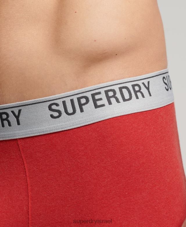 il Superdry גברים מארז משולש מכותנה אורגנית אָדוֹם 4LX2Z1751 הַלבָּשָׁה