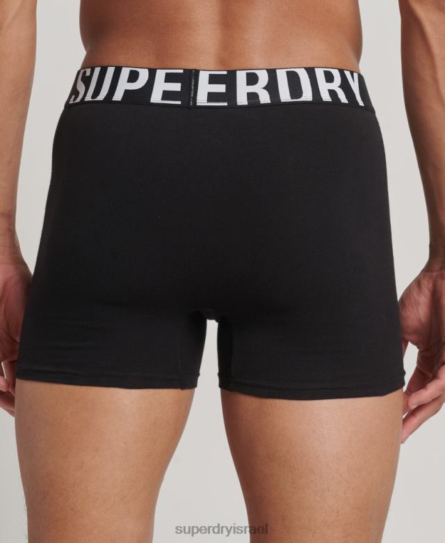 il Superdry גברים מארז כפול לוגו כפול כותנה אורגנית שָׁחוֹר 4LX2Z1758 הַלבָּשָׁה