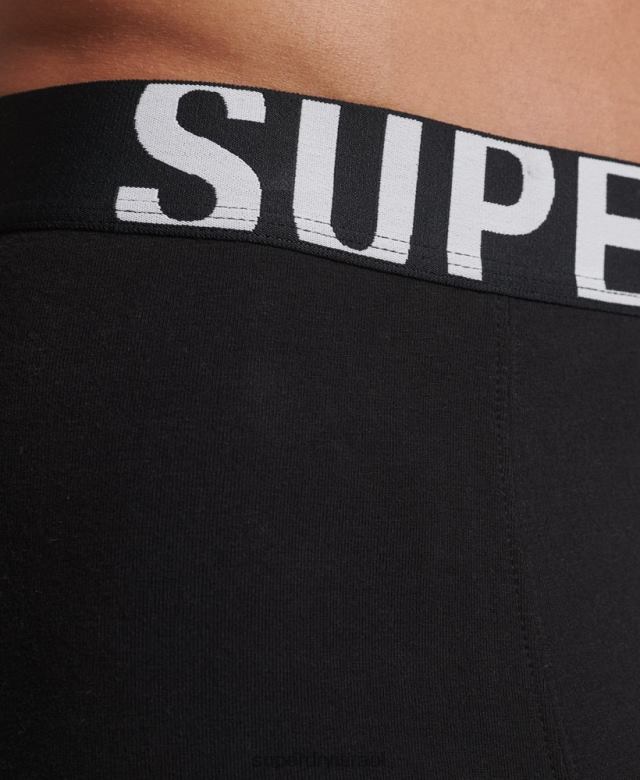 il Superdry גברים מארז כפול לוגו כפול כותנה אורגנית שָׁחוֹר 4LX2Z1758 הַלבָּשָׁה