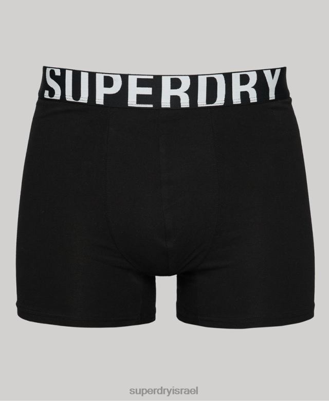 il Superdry גברים מארז כפול לוגו כפול כותנה אורגנית שָׁחוֹר 4LX2Z1758 הַלבָּשָׁה