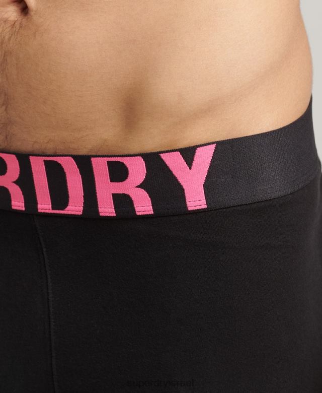 il Superdry גברים כותנה אורגנית בוקסר כפול לוגו חבילה כפולה שָׁחוֹר 4LX2Z1761 הַלבָּשָׁה