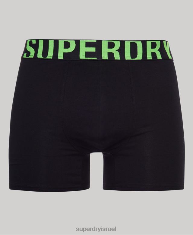 il Superdry גברים כותנה אורגנית בוקסר כפול לוגו חבילה כפולה שָׁחוֹר 4LX2Z1761 הַלבָּשָׁה