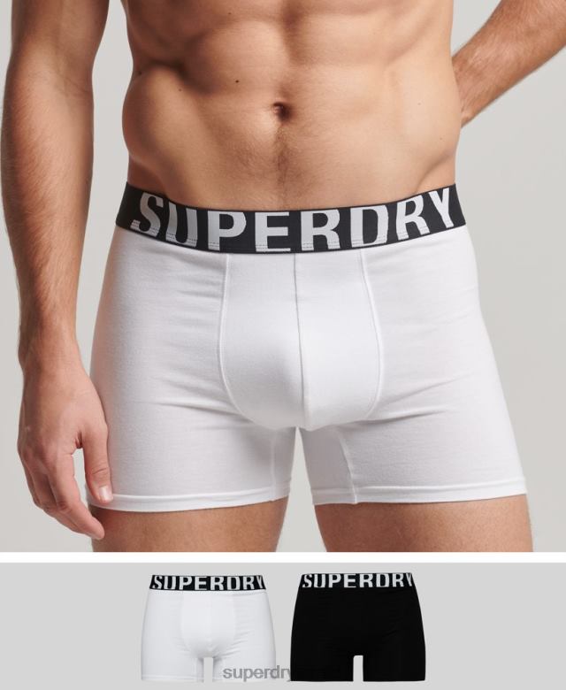 il Superdry גברים מארז כפול לוגו כפול כותנה אורגנית שָׁחוֹר 4LX2Z1770 הַלבָּשָׁה