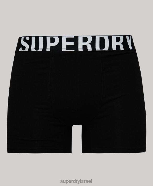 il Superdry גברים מארז כפול לוגו כפול כותנה אורגנית שָׁחוֹר 4LX2Z1770 הַלבָּשָׁה