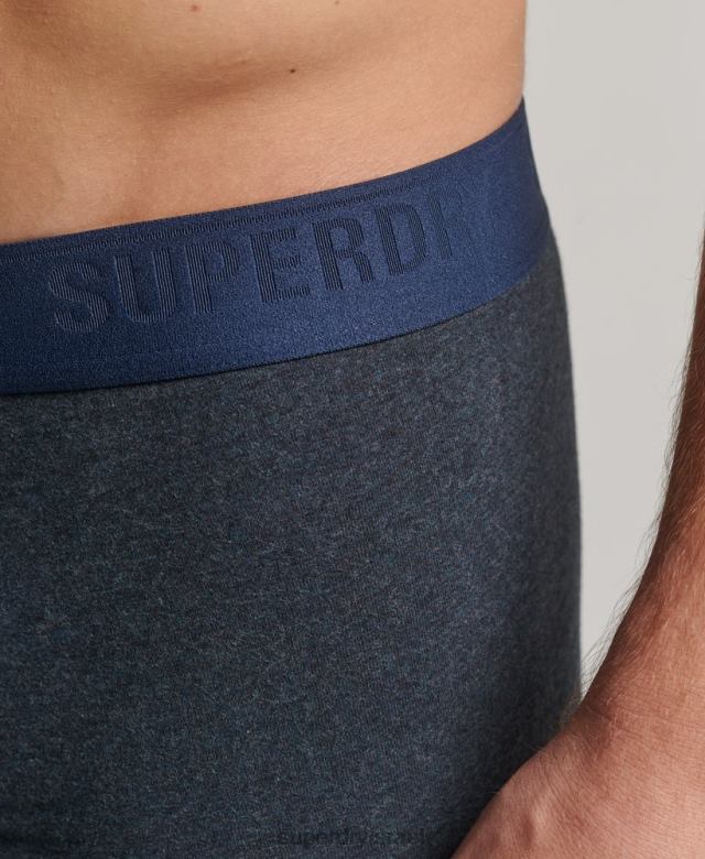 il Superdry גברים תא מטען מכותנה אורגנית רב חבילה כפולה כְּחוֹל 4LX2Z1771 הַלבָּשָׁה