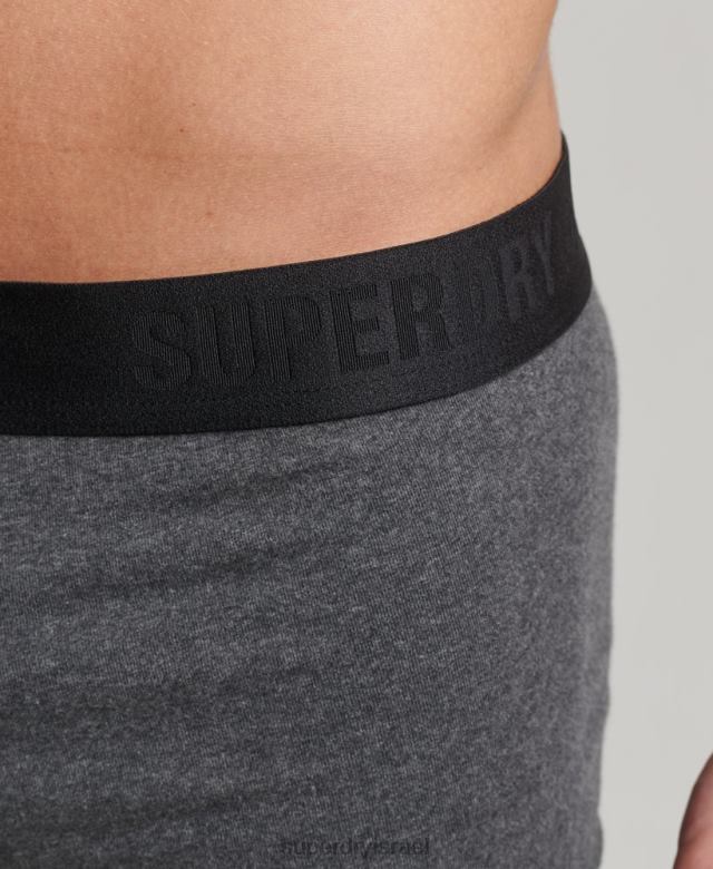 il Superdry גברים אריזה כפולה מאופסט לתא מטען מכותנה אורגנית אפור כהה 4LX2Z1778 הַלבָּשָׁה