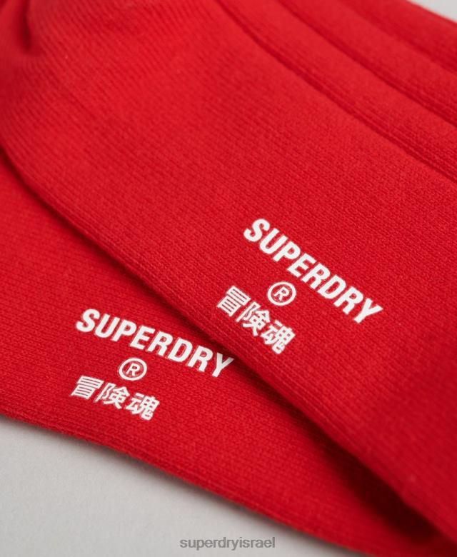 il Superdry גברים גרבי צלעות כותנה אורגנית אָדוֹם 4LX2Z1782 אביזרים