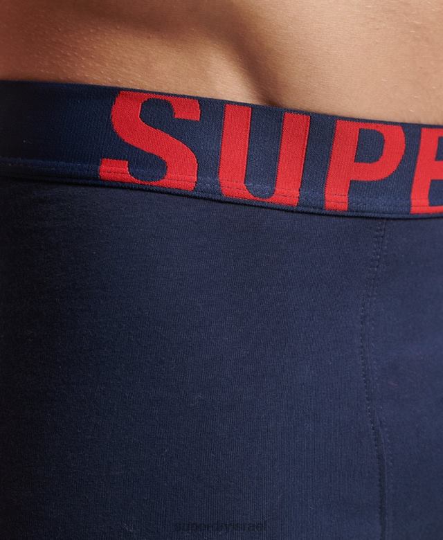 il Superdry גברים מארז כפול לוגו כפול כותנה אורגנית חיל הים 4LX2Z1794 הַלבָּשָׁה