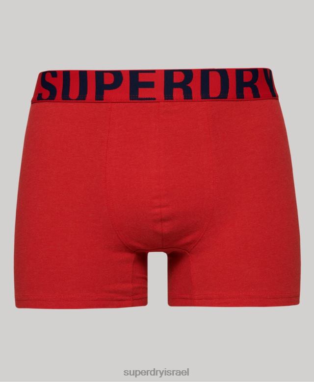 il Superdry גברים מארז כפול לוגו כפול כותנה אורגנית חיל הים 4LX2Z1794 הַלבָּשָׁה