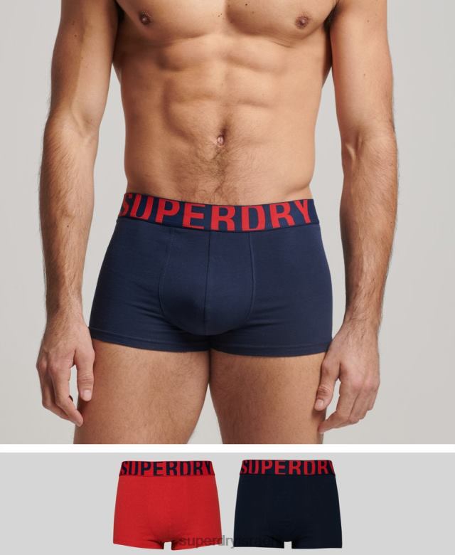 il Superdry גברים אריזה כפולה לתא מטען מכותנה אורגנית חיל הים 4LX2Z1797 הַלבָּשָׁה