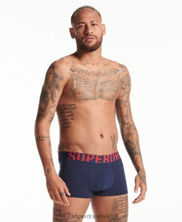 il Superdry גברים אריזה כפולה לתא מטען מכותנה אורגנית חיל הים 4LX2Z1797 הַלבָּשָׁה