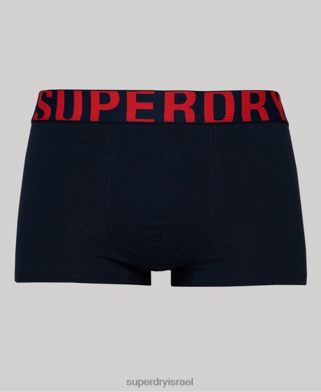 il Superdry גברים אריזה כפולה לתא מטען מכותנה אורגנית חיל הים 4LX2Z1797 הַלבָּשָׁה