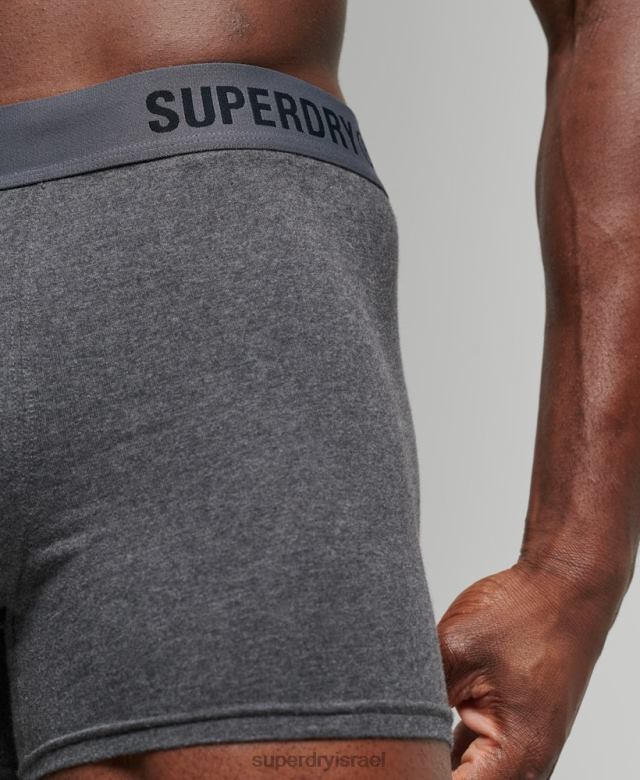 il Superdry גברים מארז כפול אופסט כותנה אורגנית בוקסר שָׁחוֹר 4LX2Z1824 הַלבָּשָׁה