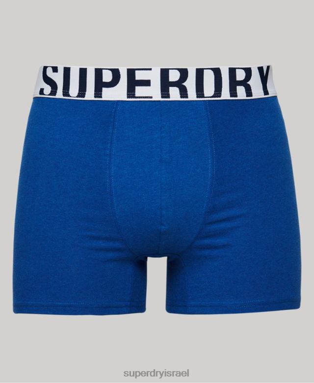 il Superdry גברים מארז כפול לוגו כפול כותנה אורגנית כְּחוֹל 4LX2Z1835 הַלבָּשָׁה