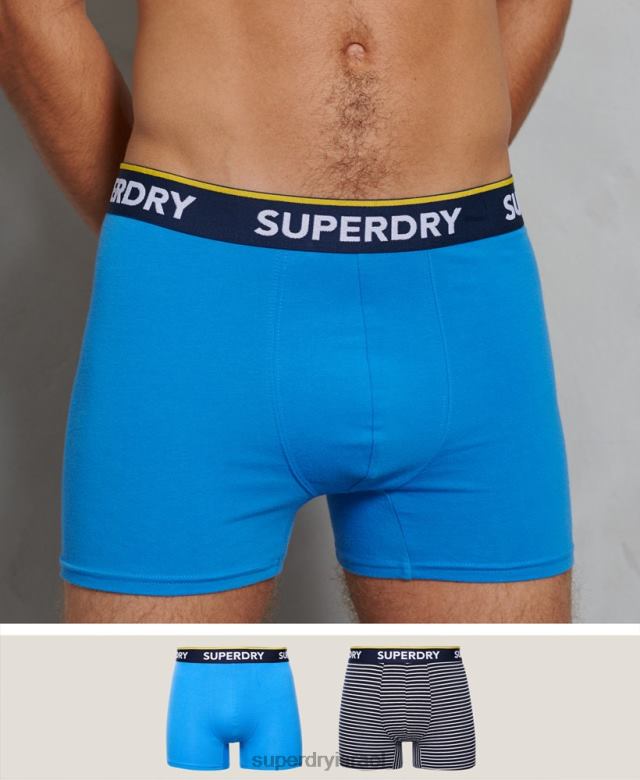 il Superdry גברים מארז בוקסר קלאסי מכותנה אורגנית כְּחוֹל 4LX2Z1850 הַלבָּשָׁה