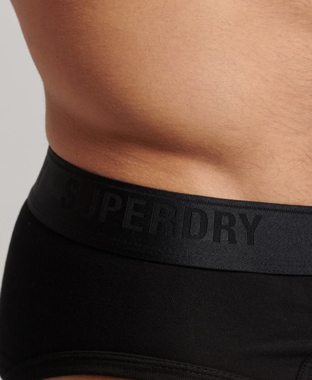 il Superdry גברים מארז משולש קצר מכותנה אורגנית שָׁחוֹר 4LX2Z1862 הַלבָּשָׁה