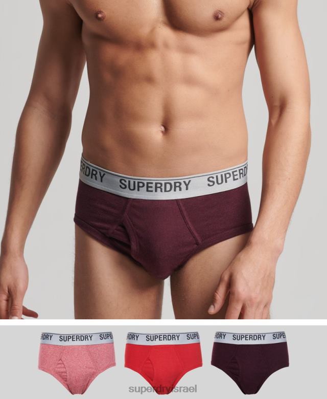 il Superdry גברים מארז משולש קצר מכותנה אורגנית אָדוֹם 4LX2Z1871 הַלבָּשָׁה