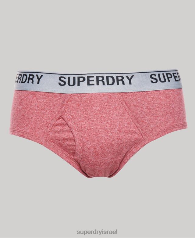 il Superdry גברים מארז משולש קצר מכותנה אורגנית אָדוֹם 4LX2Z1871 הַלבָּשָׁה