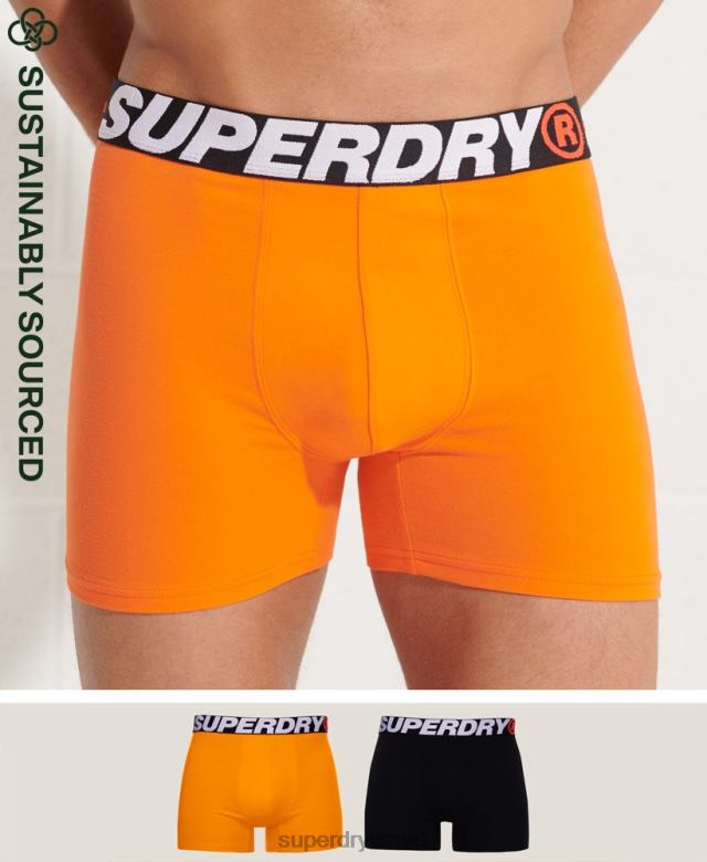 il Superdry גברים אריזה כפולה של בוקסר מכותנה אורגנית תפוז 4LX2Z1881 הַלבָּשָׁה