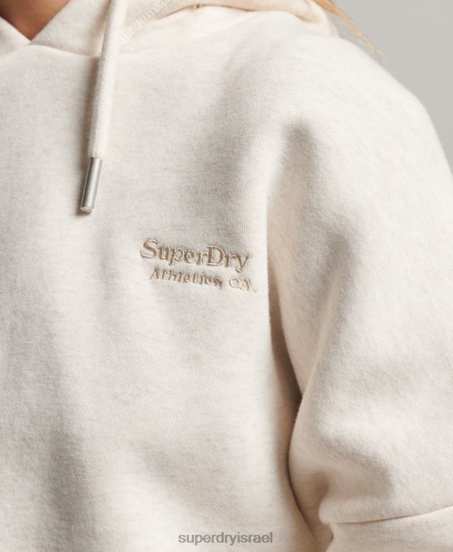 il Superdry נשים קפוצ'ון קפוצ'ון לוגו וינטג' קרם 4LX2Z1977 הַלבָּשָׁה