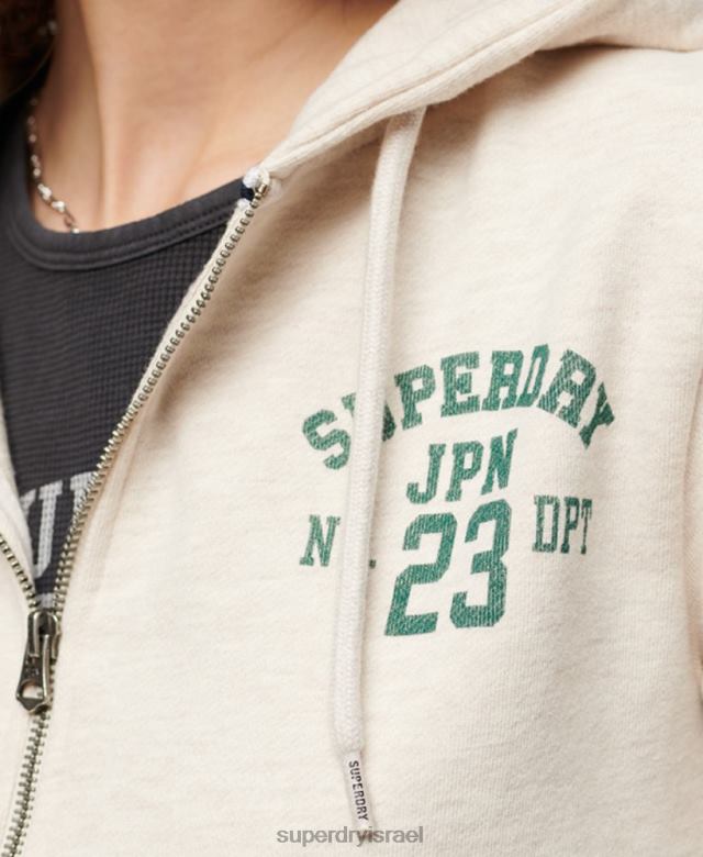 il Superdry נשים קפוצ'ון רוכסן אתלטי חיוני בז' 4LX2Z2027 הַלבָּשָׁה