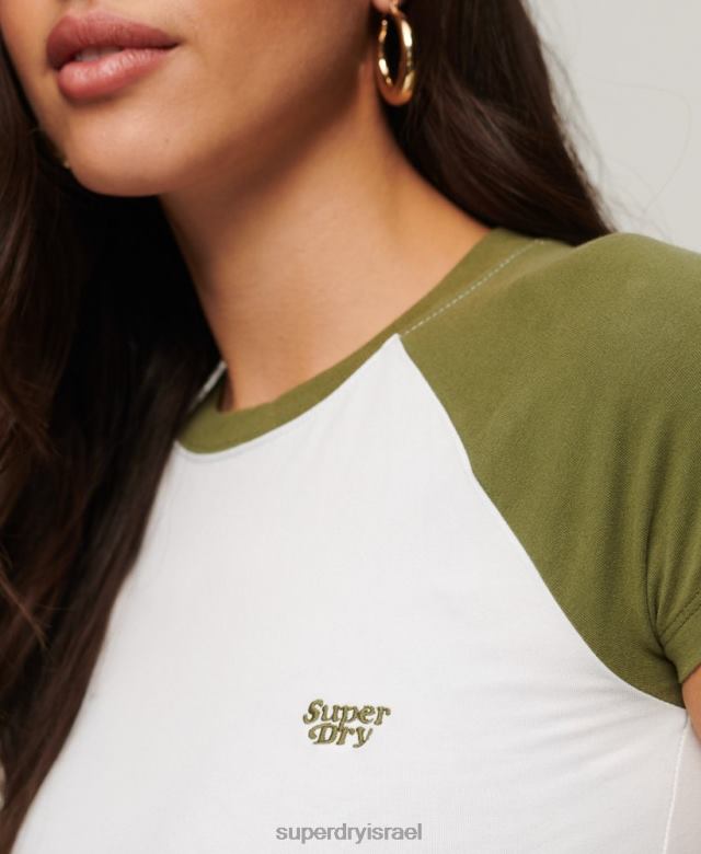 il Superdry נשים חולצת טריקו לתינוק בייסבול קצוץ ירוק 4LX2Z2100 הַלבָּשָׁה