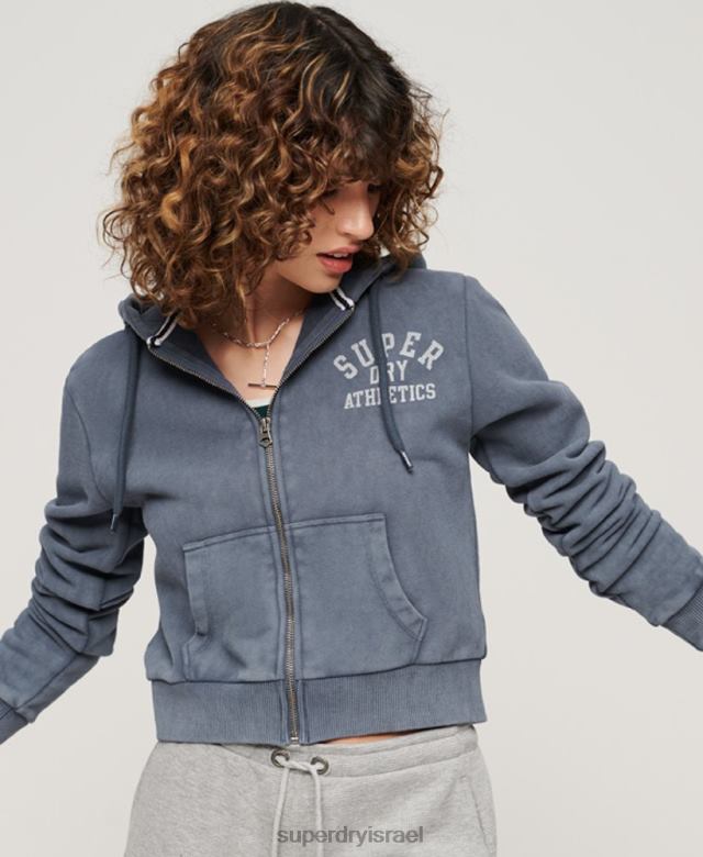 il Superdry נשים קפוצ'ון רוכסן אתלטי חיוני כְּחוֹל 4LX2Z2155 הַלבָּשָׁה