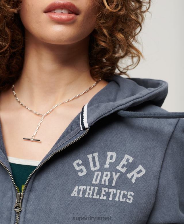 il Superdry נשים קפוצ'ון רוכסן אתלטי חיוני כְּחוֹל 4LX2Z2155 הַלבָּשָׁה