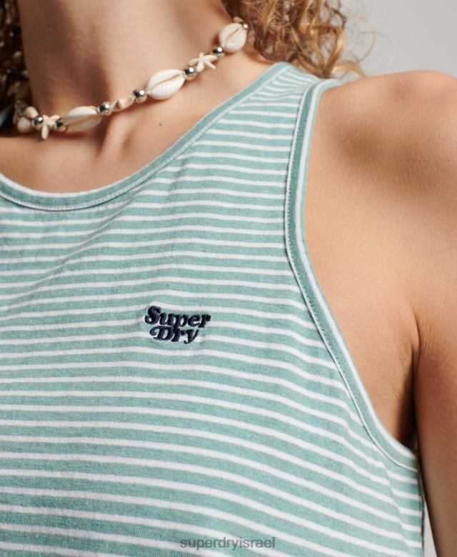 il Superdry נשים אפוד פס לוגו וינטג' מכותנה אורגנית ירוק 4LX2Z2170 הַלבָּשָׁה