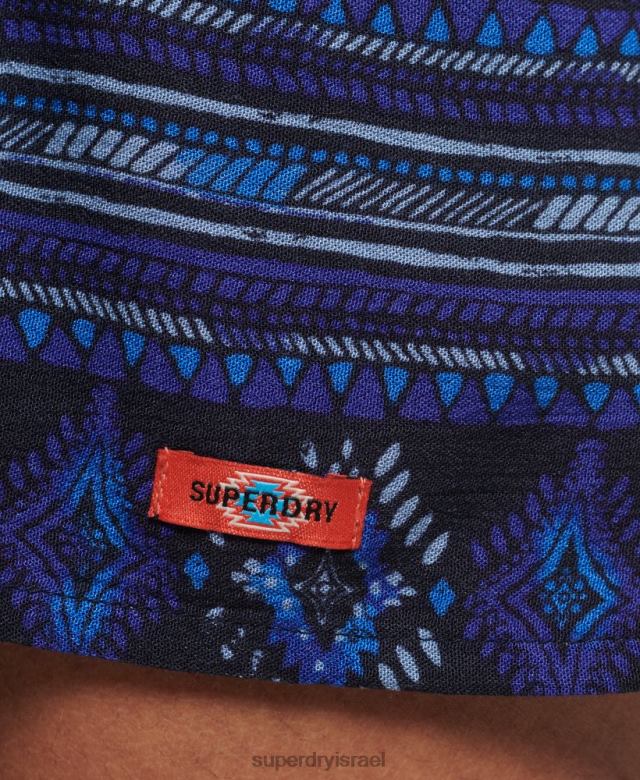 il Superdry נשים שמלת מיני צווארון וינטג' כְּחוֹל 4LX2Z2182 הַלבָּשָׁה